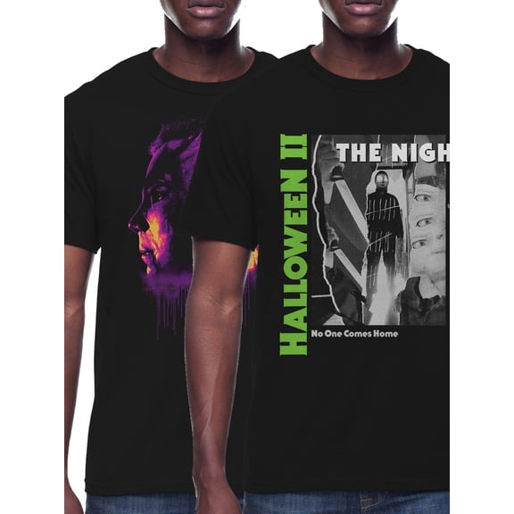 Halloween Men's Night & Nightmare Poster Graphic Tee Shirt 2-Pack
