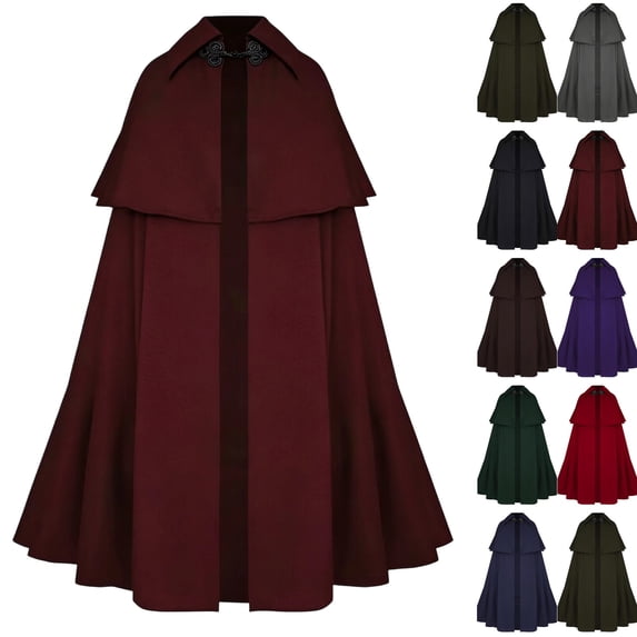 Halloween Men's Novelty Coat Distressed Open Front Loose Fit Cape Button Clasp Neck Full Floor Length Breathable Cloak for Festival Dress‑up Hot Pink