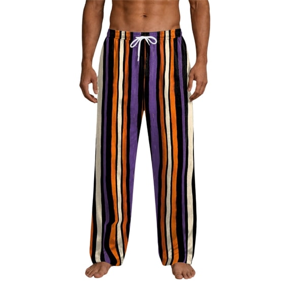 Halloween Men's Pajama Pants Novelty Pumpkin Ghost Print Loose Fit Loose Lounge Pants For Mens Black7 M