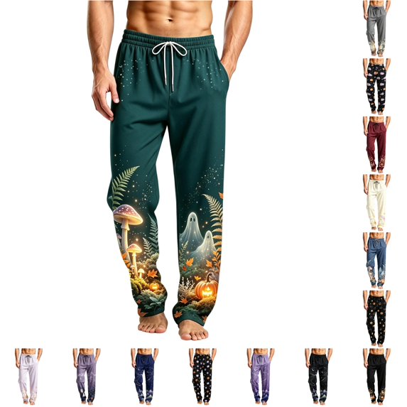Halloween Men's Pajama Pants Soft Sleep Lounge Pjs Bottoms Comfy with Pockets Drawstring