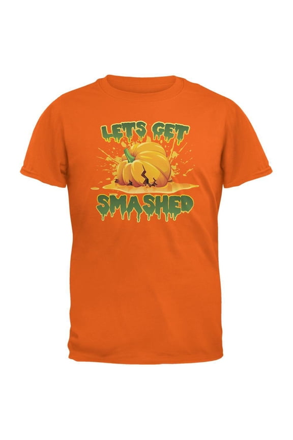 Men's Pumpkin Lets Get Smashed Orange Short Sleeve Graphic Tee