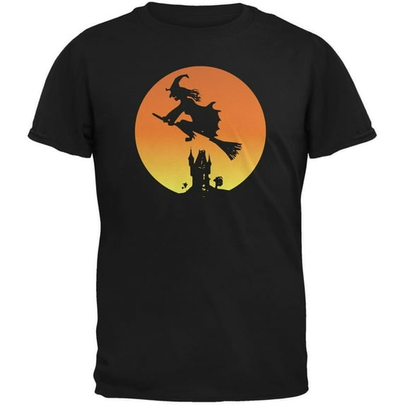 Halloween Men's Witch Sunset Black Short Sleeve Graphic Tee