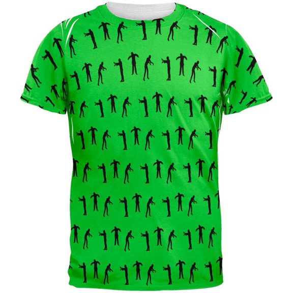 Halloween Men's Zombie Guy Walker Pattern All Over Short Sleeve Graphic Tee