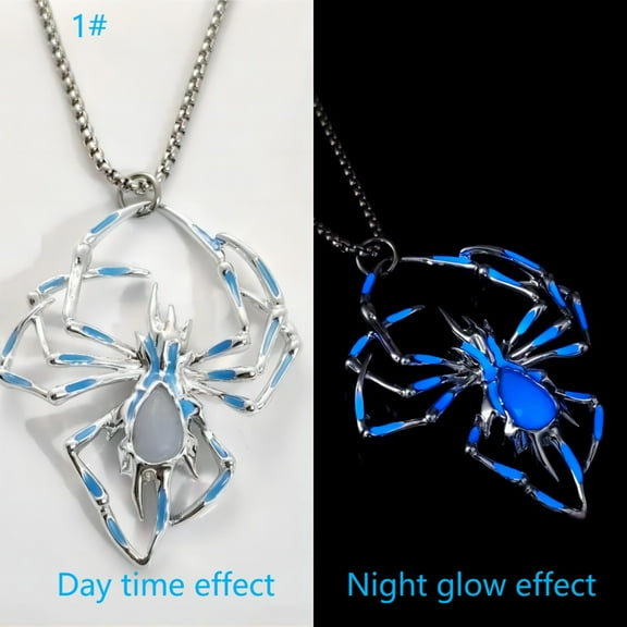 Halloween Men's and Women's Creative Three Dimensional Glowing Spider Necklace Night Light Retro Accessories