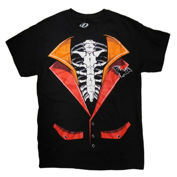 Halloween Mens Black Vampire Skeleton Graphic Horror Costume T-Shirt L
