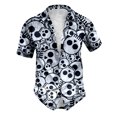 thumbnail image 1 of Halloween Mens Button Up Shirt Skull Print Turndown Collar Short Sleeve Regular Fit Shirt Men Graphic, 1 of 5