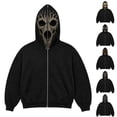 thumbnail image 1 of Halloween Mens Hoodies Oversized Fashion Funny Printed Mens Zip Up Hoodie Gothic Punk Hooded Sweatshirt Black XL, 1 of 5