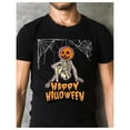 thumbnail image 1 of Halloween Cotton Mens Spooky Skeleton Graphic Tee T Shirt Tops Short Sleeve Round Neck Black S-5XL, 1 of 5