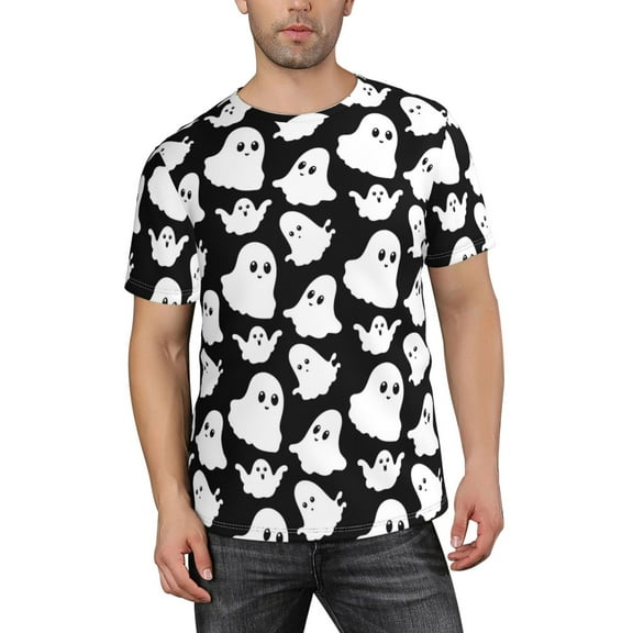 Halloween Mens T-Shirts, halloween cartoon ghost Short Sleeve Crew Neck Soft T Shirts for Man Halloween Party Costume