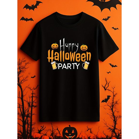 Halloween Mens Vintage T Shirt Print Retro Tee Top Comfoetable Short Sleeve Round Neck Black S-5XL