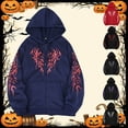 thumbnail image 1 of Halloween Mens Zip Up Hoodie Graphic Y2K Long Sleeve Hooded Sweatshirt Drawstring Thermal Jacket Black4 XXL, 1 of 4