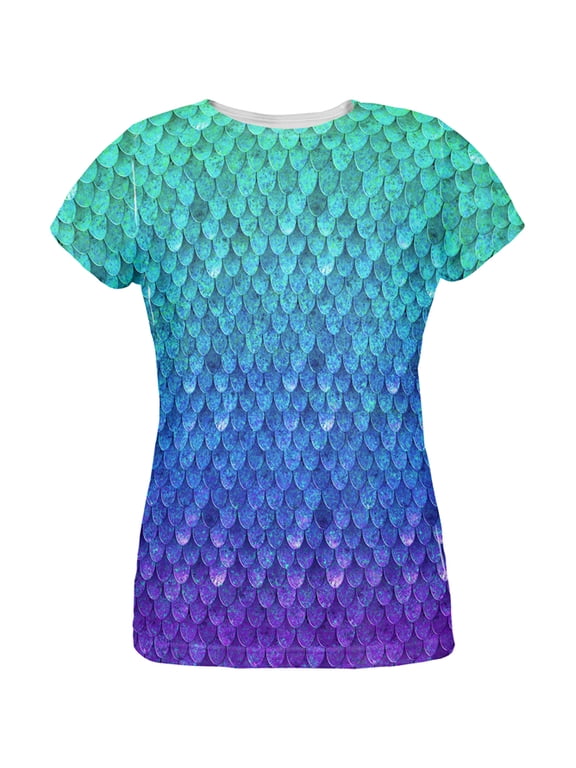 Halloween Mermaid Scales All Over Womens Costume T Shirt
