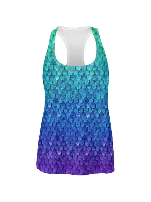 Halloween Mermaid Scales Costume All Over Womens Work Out Tank Top