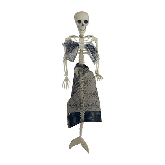 Halloween Mermaid Skeleton, Halloween Skeleton Mermaid with Posable Movable Joints and Soft Tail for Halloween Decoration Decor Spooky Scene Party Favors
