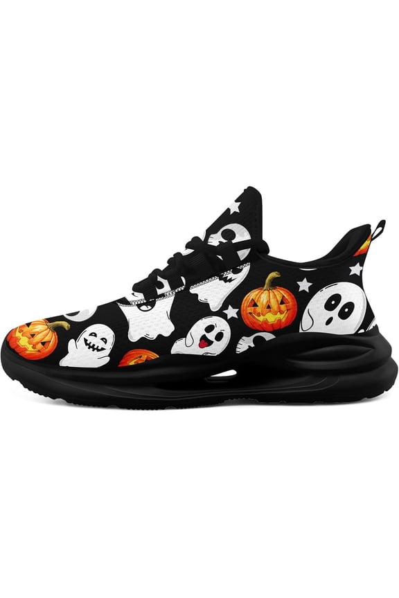Halloween Mesh Running Shoes for Men & Women, Breathable Gothic Art Sneakers Walking Tennis Gym Athletic Trainers