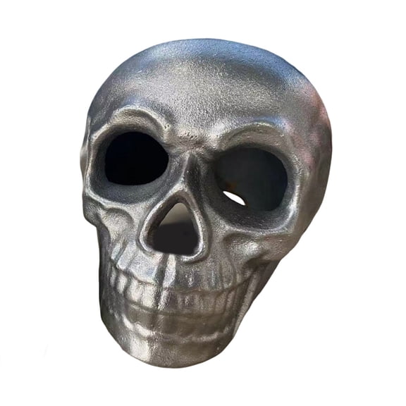 Halloween Metal Cauldron Skull Decoration 13x9x9.5cm, Gothic Iron Tabletop Skull Ornament for Party Desk Shelf, Spooky Witchcraft Prop, Durable Rustproof Metal Art
