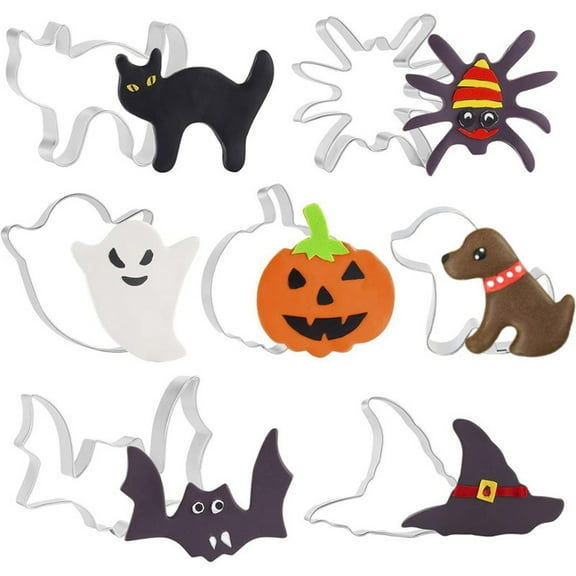 Halloween Metal Cookie Cutters Halloween Cookie Cutters Set Large Stainless Steel Metal Halloween Cookie Cutter Shaped Holiday Decorations Party Supplies Practice Cookie Ready Made Pie Crust Sandwich