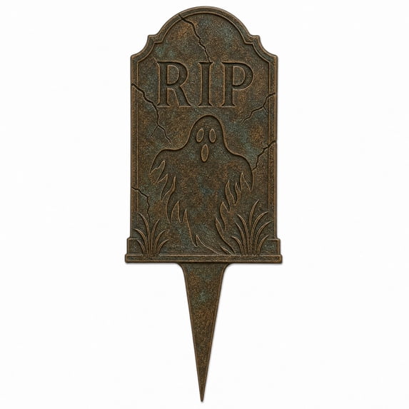 Halloween Metal Garden Stake, 11.81-Inch Black Tombstone Yard Art for Lawn, Walkway and Porch Decor