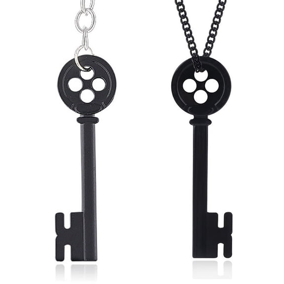 Halloween Metal Key Skeleton Props Neil Gaiman Black Treasure Chest Key Necklace