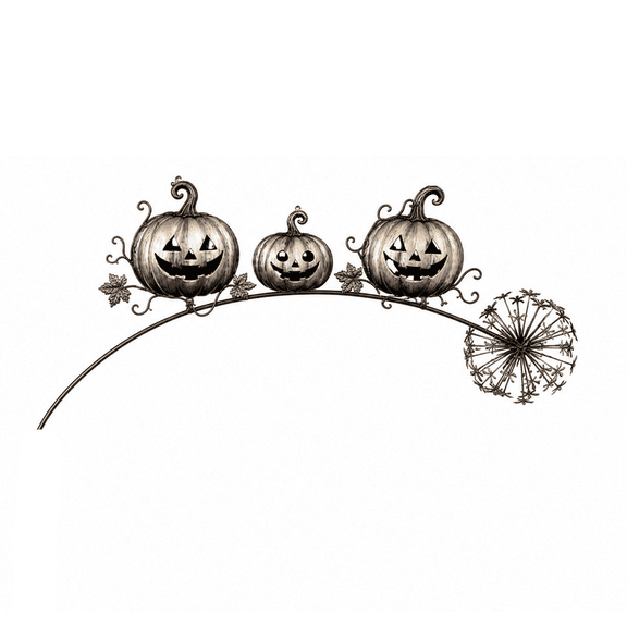 Halloween Metal Pumpkin Garden Stake Decorations, Outdoor Yard Art with Dandelion Ornament, Cute Pumpkin Lawn Stake for Garden, Patio, Walkway, Porch, Halloween Party Yard Decor