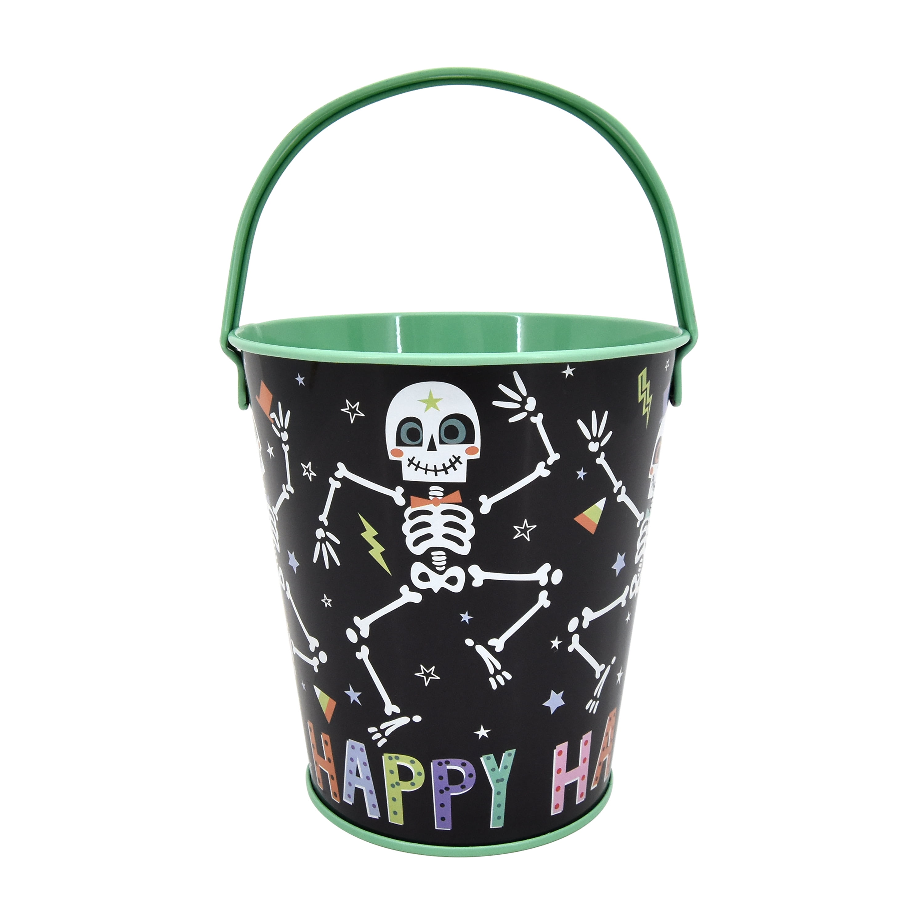 Halloween Metal Skeleton Pail Party Favor, MultiColor, Halloween