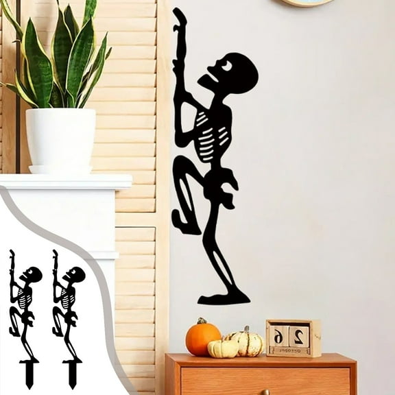 Halloween Metal Skull Ornament Iron Skeleton Ground Plug Horror Yard Decoration Prop Halloween Decor Clearance