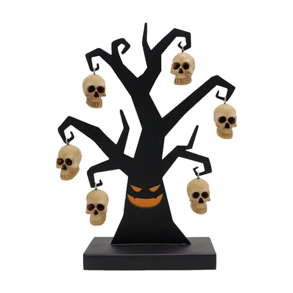 Halloween Metal Tree Hanging Resin Skull Ornament House Party Table Decoration Scary Dead Tree Scene Prop.