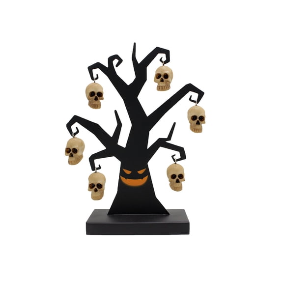 Halloween Metal Tree Hanging Resin Skull Ornament House Party Table Decoration Scary Dead Tree Scene Prop.