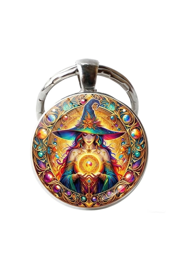 Halloween Metal Witch Keychain, Cute Pendant Charm Keyring Accessories for Backpack Purse Car Decoration