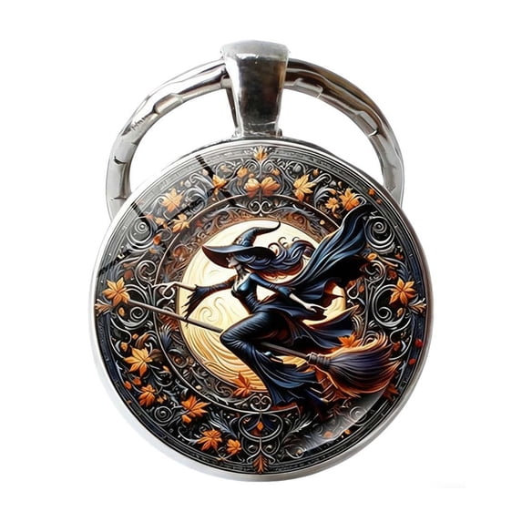 Halloween Metal Witch Keychain, Cute Pendant Charm Keyring Accessories for Backpack Purse Car Decoration