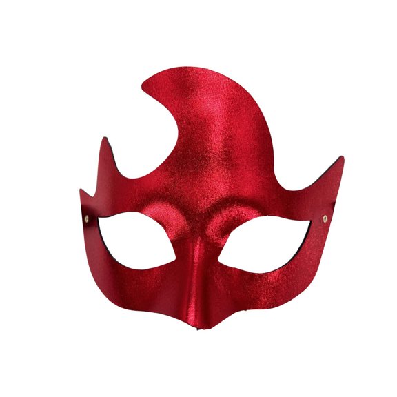 Halloween Metallic Half-Face Mask with Elastic Band, Flame-Edge Design for Masquerade & Costume Ball (1 PC Mask) Red One Size