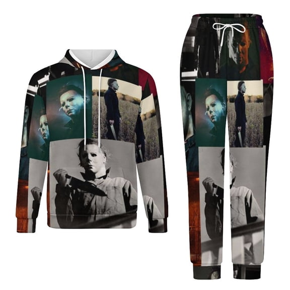 Halloween Michael Myers Adult Hoodies And Sweatpants Set Sweatshirts Jogger Pants 2 Pcs Hooded Hoody Tracksuits Set Suit Winter Daily Unisex Sweatsuit