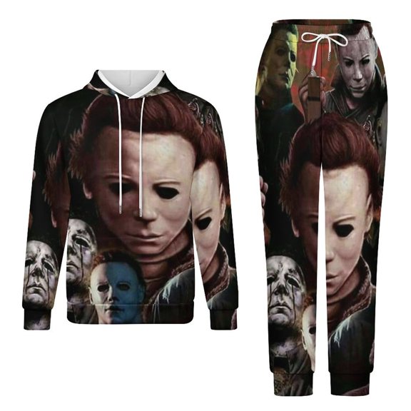 Halloween Michael Myers Adult Hoodies And Sweatpants Set Sweatshirts Jogger Pants 2 Pcs Hooded Hoody Tracksuits Set Suit Winter Daily Unisex Sweatsuit