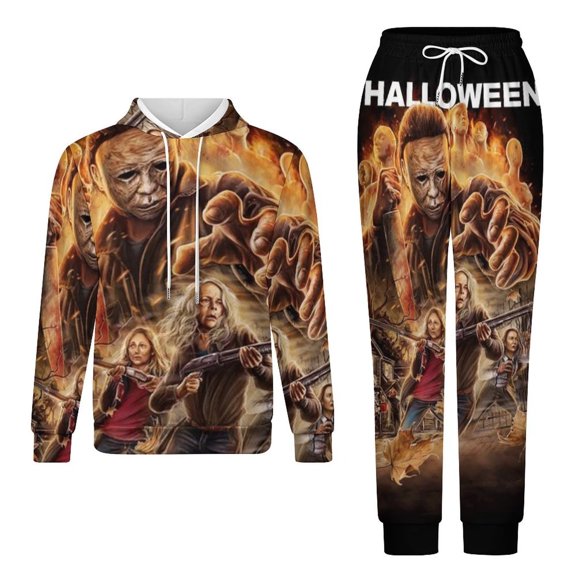 Halloween Michael Myers Adult Hoodies And Sweatpants Set Sweatshirts Jogger Pants 2 Pcs Hooded Hoody Tracksuits Set Suit Winter Daily Unisex Sweatsuit