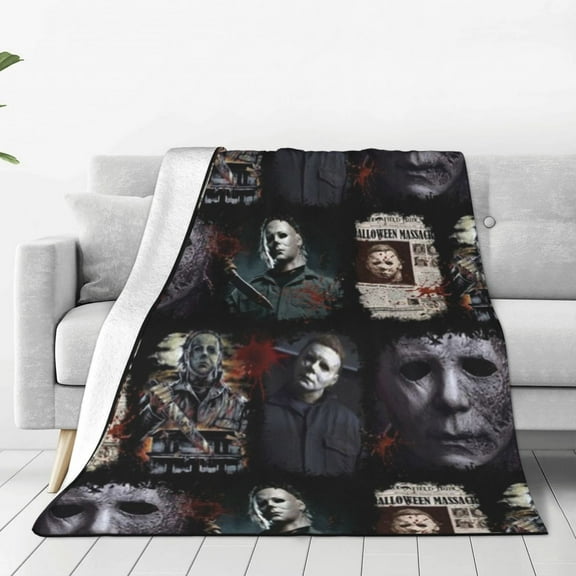Halloween Michael Myers Flannel Blanket Cozy Ultra-Soft Micro Fleece Throw Blanket 40"x30" For Sofa Couch Bed Office Travel