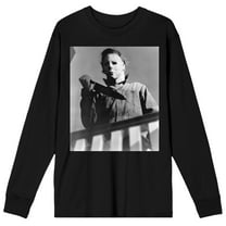 Halloween Michael Myers Horror Men's Black Long Sleeve Shirt-Medium