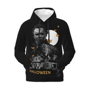AOIVKUT Halloween Michael Myers Men's Sweatshirt Hoodies Soft Plush Fleece Pullover Novelty 3D Print Hoody Hooded Daily Clothing