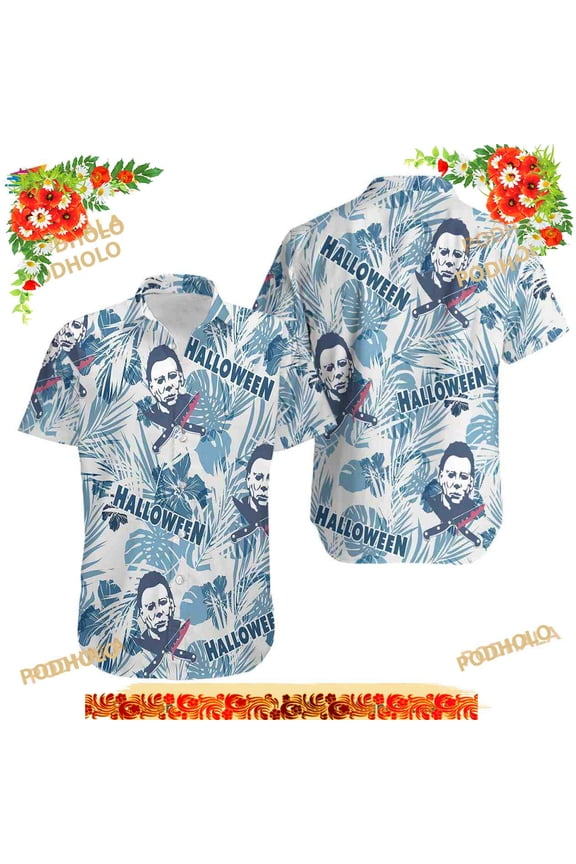 Halloween Michael Myers Tropical 3D Funny Hawaiian Shirt