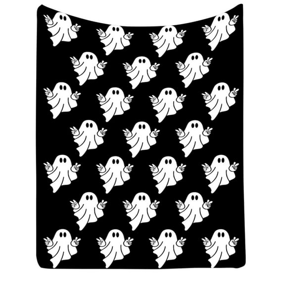 Halloween Microfiber Throw Blanket Cute Ghost Blanket Soft, Cozy, Fluffy for Living Room, Sofa, Bed
