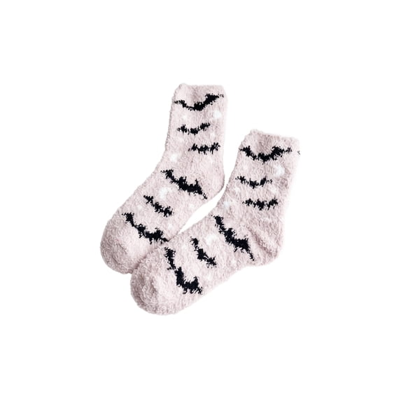 Halloween Mid Calf Fuzzy Socks for Women Coral Fleece Plush Soft Warm Crew Socks with Festive Design Ultra Cozy for Indoor Lounge Home Wear and Cold Weather Relaxation Khaki