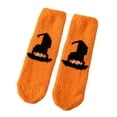 thumbnail image 1 of Halloween Mid Calf Slipper Socks for Women Thick Plush Warm Fuzzy Home Lounge Socks with Festive Graphic Ultra Soft Non-Slip Ideal for Cozy Indoor Wear and Cold Seasons Orange, 1 of 7