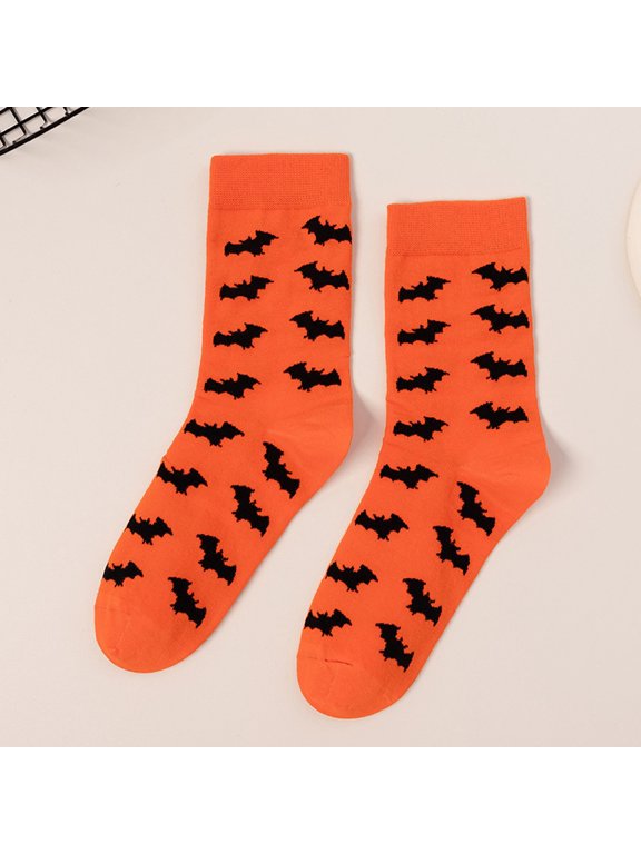 Halloween Mid Calf Socks, Unisex Fun Crew Socks with Halloween Print, Soft Comfy Breathable Polyester Blend, Perfect for Halloween Party, Daily Wear, and Gift Exchange