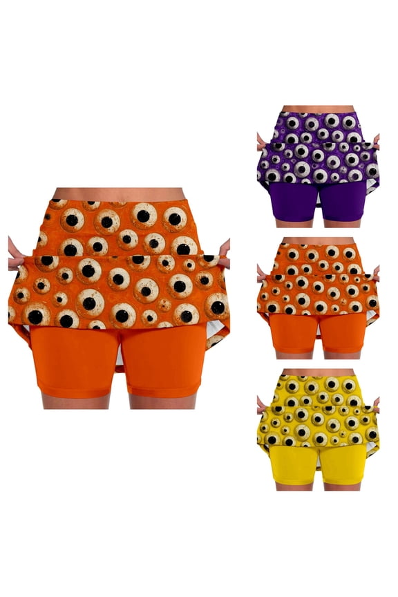 Halloween Mid Rise Culottes, Women's Athleisure Two-Piece Outfit with Pockets, Comfortable Stretch Pants