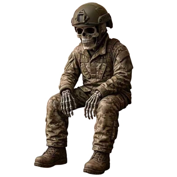 Halloween Military Skeleton Figurine Resin Soldier Statue Tabletop Decor For Shelf
