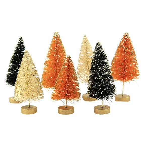 Bethany Lowe 4.50In Mini Bottle Brush Tree Set, Plastic, Glittered Lc0717