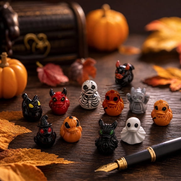 Halloween Mini Figurines Set of 60, Plastic Ghost Devil Skull Desktop Decor for Party Tables