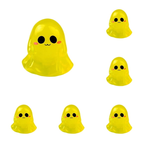 Halloween Mini Ghost Figures 20 Pack, Glow in The Dark Resin Tiny Ghost Statues for Crafts Vase Filler, Miniature Figurines for Garden Pot and Party Decor, Halloween Party Supplies (Yellow)