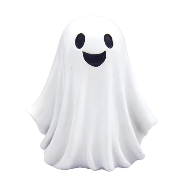 Halloween Mini Ghost Figurines Resin Table Decor, 4.8 Inch White Cute Ghost Statue Set for Mantel Shelf, Holiday Centerpiece Accent for Home Kitchen Birthday Party Display