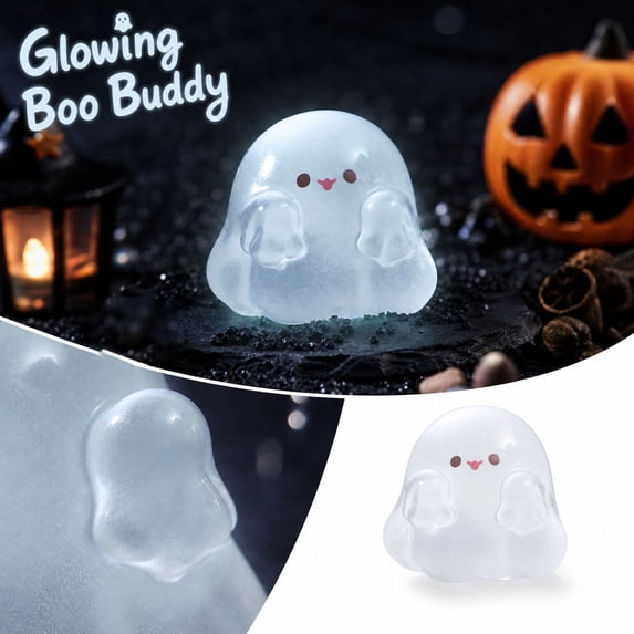 Halloween Mini Ghosts Figures, Luminous Small Little Resin Ghost Figurines to Hide Glow in The Dark Tiny Statue for Halloween Party Favors Dollhouse Decorations Toys
