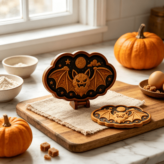 Halloween Mini Hand Pie Mold, Hand Pie Molds For Baking, Multi‑Shape Halloween Baking Supplies for Fall Harvest Party & Home Kitchen Baking(Bat)